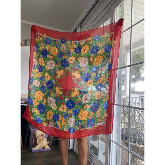 CHRISTIAN DIOR SQUARE SILK MULTICOLOR VINTAGE SCARF - Picture 3 of 7